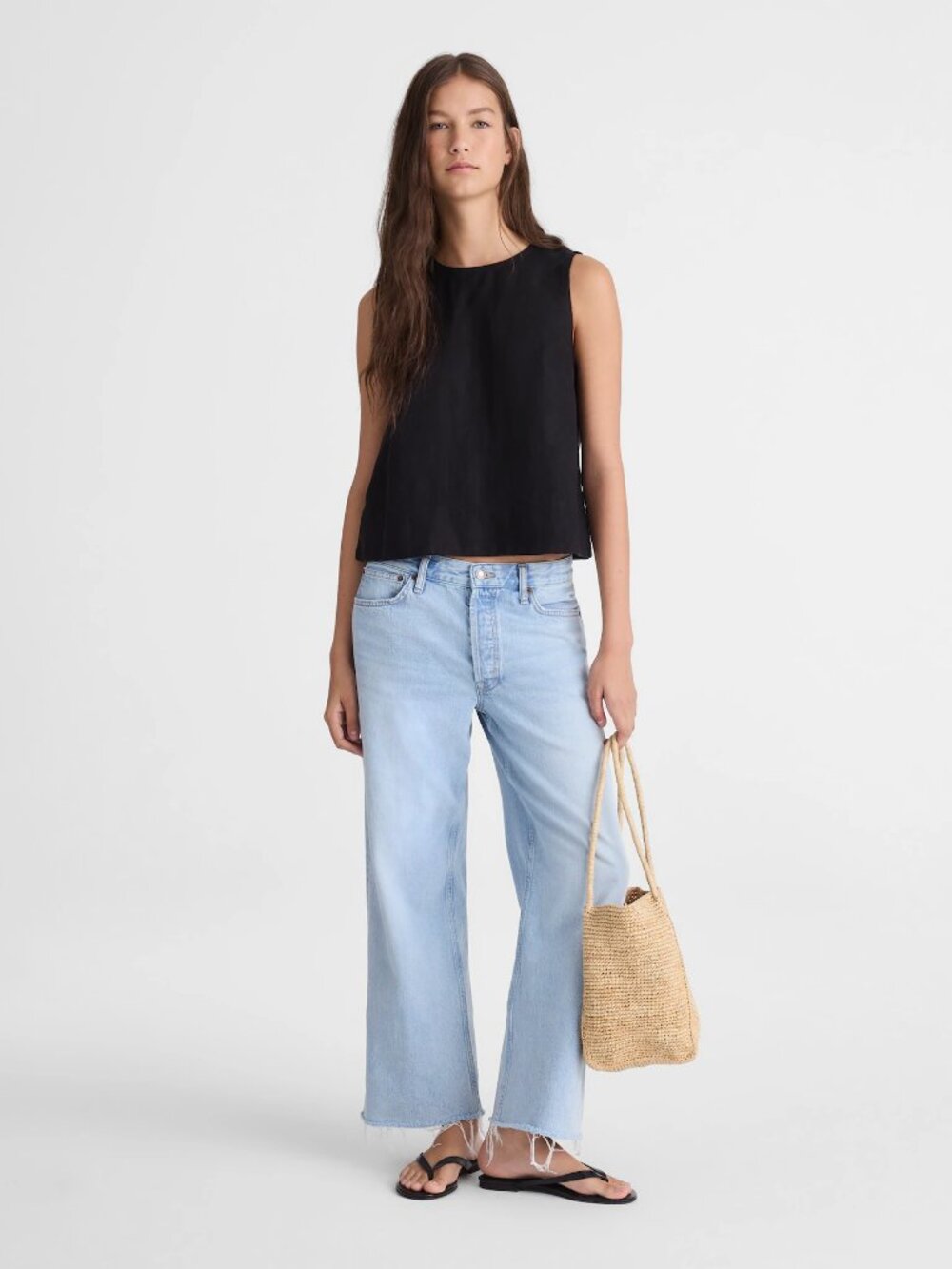 Madewell Shell Top in 100% Linen in Jet Black M - Picture 3 of 10